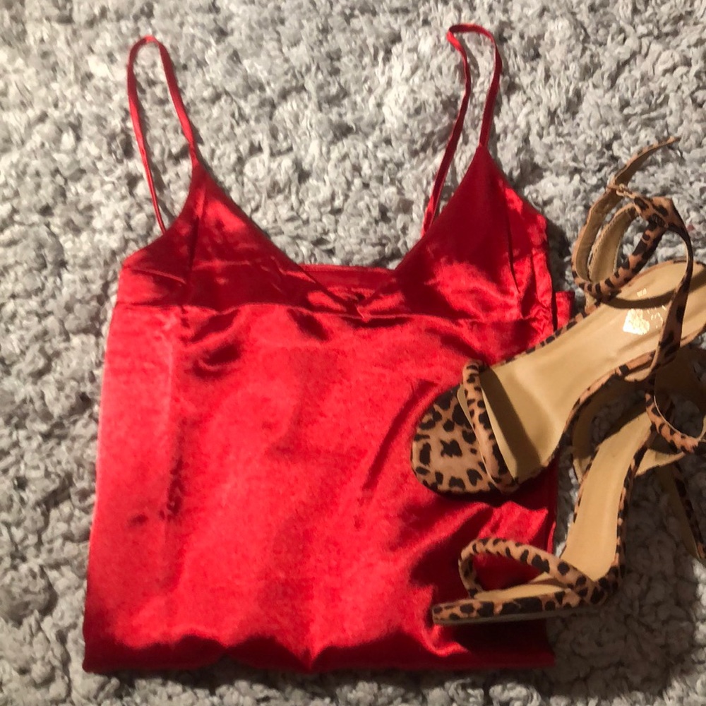 Satin Red Slip Dress